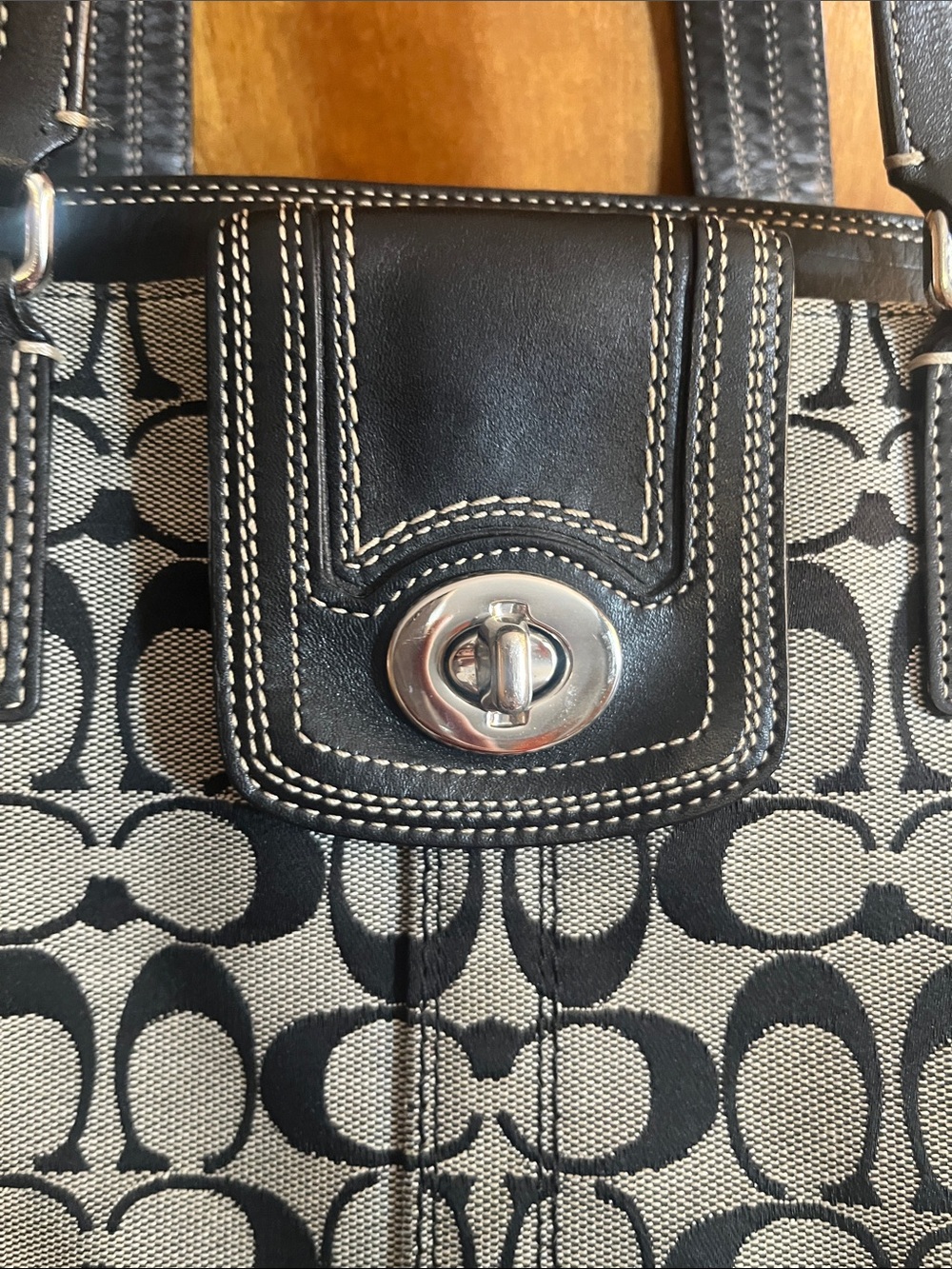 Coach Black Signature Logo Tote - Picture 3 of 12